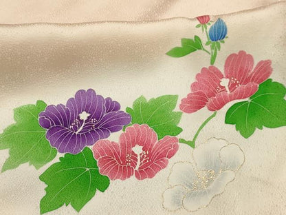 平和屋着物■訪問着 手描き 草花文 暈し染め 金彩 正絹 逸品 AABI4174sx