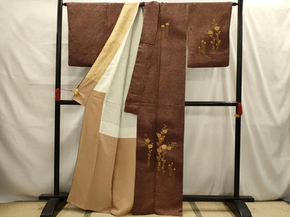 平和屋着物■訪問着 駒刺繍 草花文 金彩 正絹 逸品 AABI4175sx