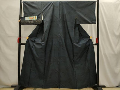 平和屋着物■本場大島紬 幾何学文様 えいこう絹織物 証紙付き 正絹 逸品 AABI4180sx