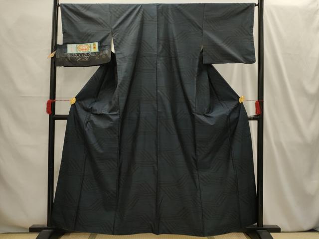 平和屋着物■本場大島紬 幾何学文様 えいこう絹織物 証紙付き 正絹 逸品 AABI4180sx