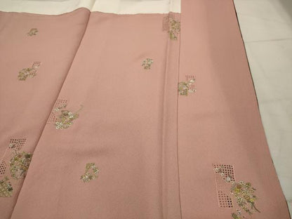平和屋着物■上質な小紋 幾何学文様 黒地 鬼しぼ縮緬 正絹 逸品 AABI4181sx