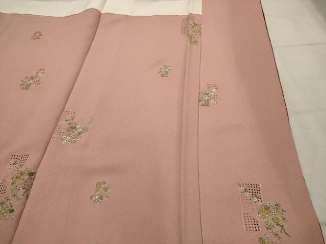 平和屋着物■上質な小紋 幾何学文様 黒地 鬼しぼ縮緬 正絹 逸品 AABI4181sx