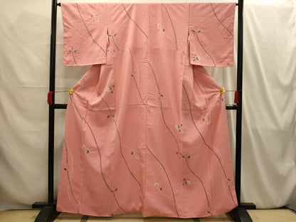平和屋着物■上質な小紋 紬地 絞り 草花文 正絹 逸品 未使用 AABI4184sx