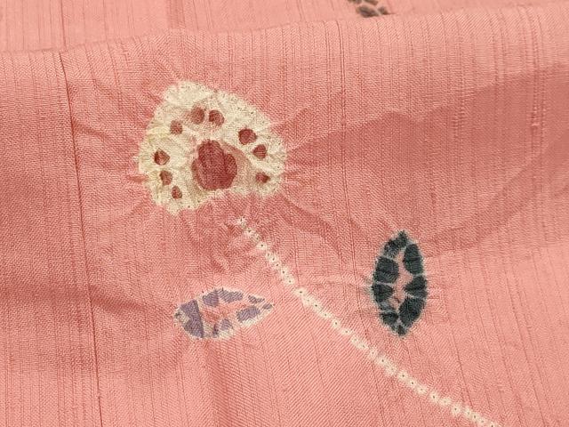 平和屋着物■上質な小紋 紬地 絞り 草花文 正絹 逸品 未使用 AABI4184sx