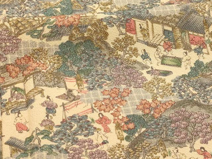 平和屋着物■上質な小紋 人物風景文 金彩 正絹 逸品 AABI4185sx