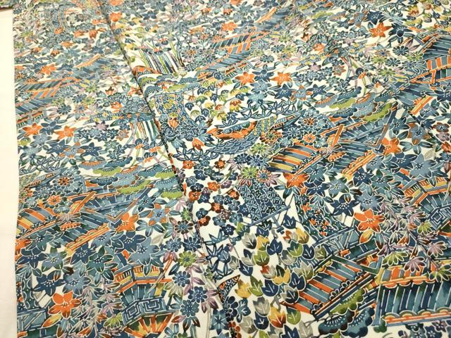平和屋着物■上質な小紋 型染め 松竹梅風景文 正絹 逸品 AABI4186sx