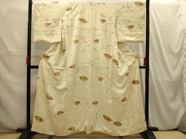 平和屋着物■上質な小紋 扇面枝梅文 暈し染め 正絹 逸品 AABI4187sx