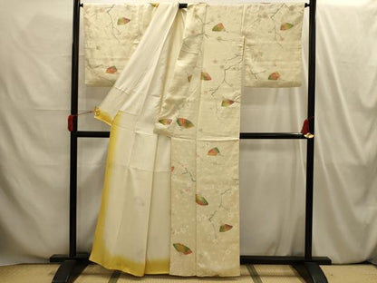 平和屋着物■上質な小紋 扇面枝梅文 暈し染め 正絹 逸品 AABI4187sx