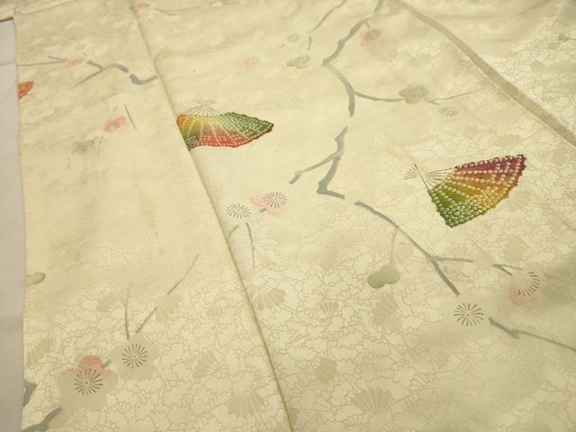 平和屋着物■上質な小紋 扇面枝梅文 暈し染め 正絹 逸品 AABI4187sx