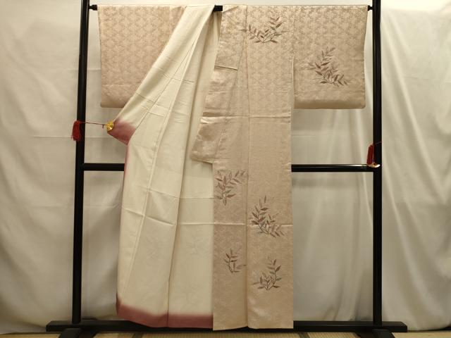 平和屋着物■訪問着 刺繍 草葉文 金糸 正絹 逸品 AABI4188sx