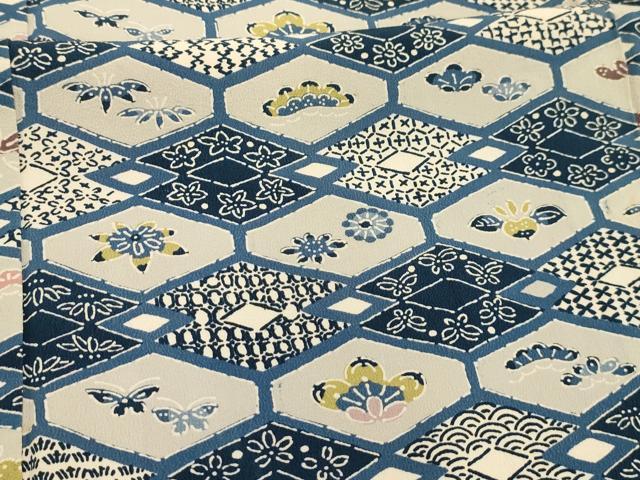 平和屋着物■上質な小紋　松竹梅亀甲花蝶文　正絹　逸品　AABI4192sx