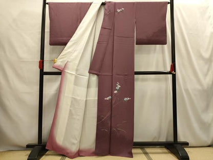 平和屋着物■訪問着　手描き　草花文　金彩　正絹　逸品　AABI4193sx