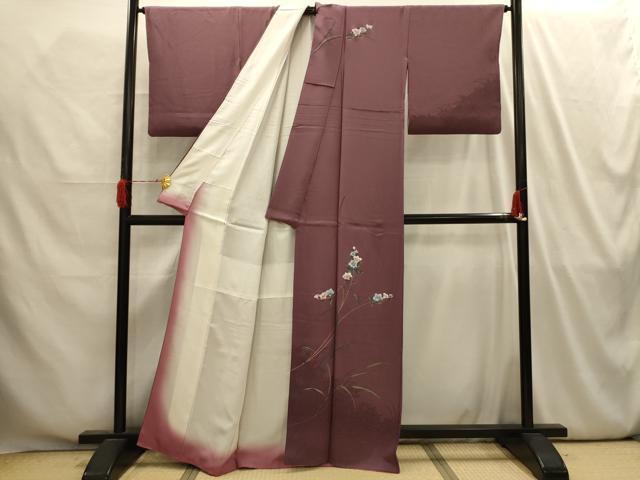 平和屋着物■訪問着　手描き　草花文　金彩　正絹　逸品　AABI4193sx