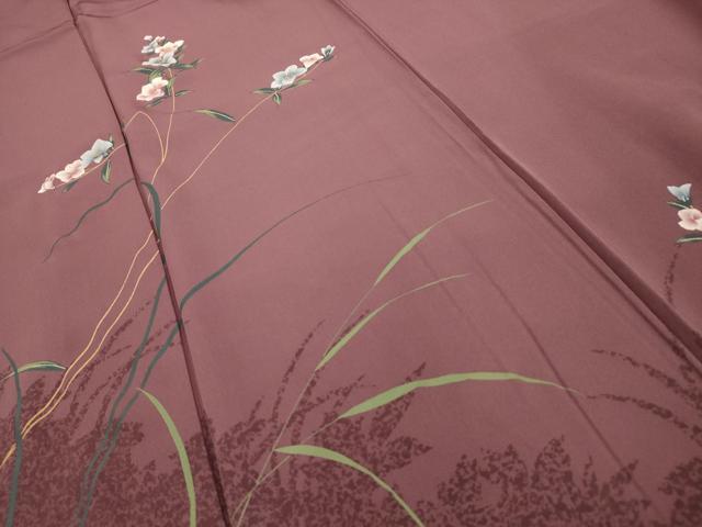 平和屋着物■訪問着　手描き　草花文　金彩　正絹　逸品　AABI4193sx