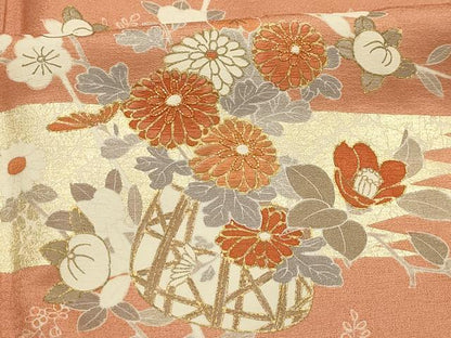 平和屋着物■訪問着　駒刺繍　花篭文　暈し染め　金彩　正絹　逸品　AABI4194sx