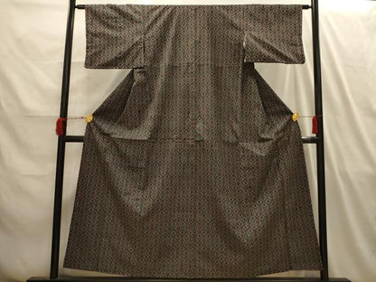 平和屋着物■上質な紬　幾何学文様　正絹　逸品　AABI4196sx