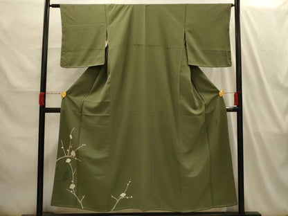 平和屋着物■染色の魔術師　染乃座・大久保玄才　そめのざ玄才　訪問着　枝梅　梟　フクロウ　正絹　逸品　AABI4201sx