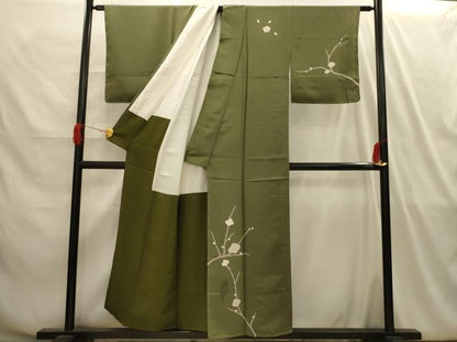 平和屋着物■染色の魔術師　染乃座・大久保玄才　そめのざ玄才　訪問着　枝梅　梟　フクロウ　正絹　逸品　AABI4201sx