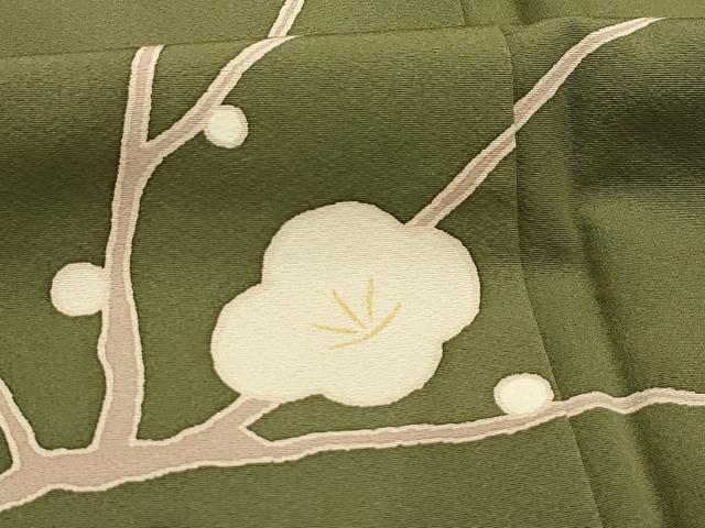 平和屋着物■染色の魔術師　染乃座・大久保玄才　そめのざ玄才　訪問着　枝梅　梟　フクロウ　正絹　逸品　AABI4201sx