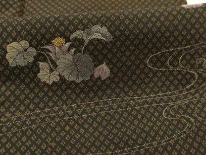平和屋着物■豪華色留袖　刺繍　休み鳥　黒地　金糸　正絹　逸品　AABI4206sx