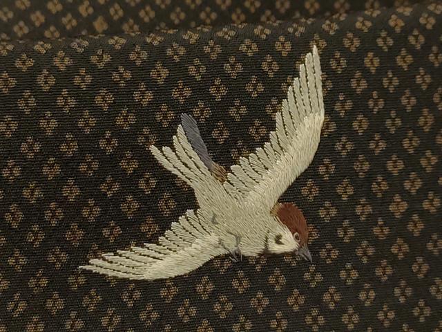 平和屋着物■豪華色留袖　刺繍　休み鳥　黒地　金糸　正絹　逸品　AABI4206sx