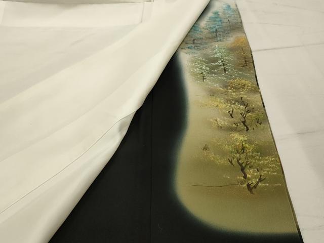 平和屋着物■豪華黒留袖　作家物　手描き　金閣寺　暈し染め　金彩　正絹　逸品　AABI4211sx