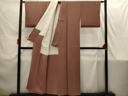 平和屋着物■上質な小紋　草花文　鬼しぼ縮緬　正絹　逸品　AABI4214sx