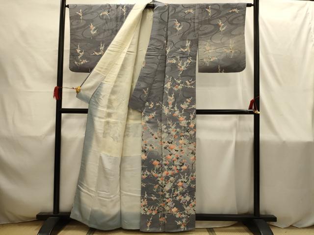 平和屋着物■訪問着　流水枝梅文　暈し染め　正絹　逸品　AABI4222sx