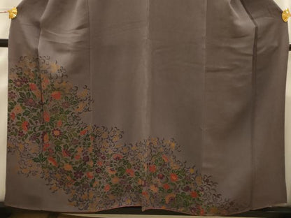 平和屋着物■訪問着　更紗花文　鬼しぼ縮緬　正絹　逸品　AABI4225sx