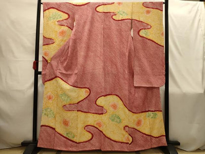平和屋着物■豪華振袖　絞り　霞松花文　正絹　逸品　AABI4227sx