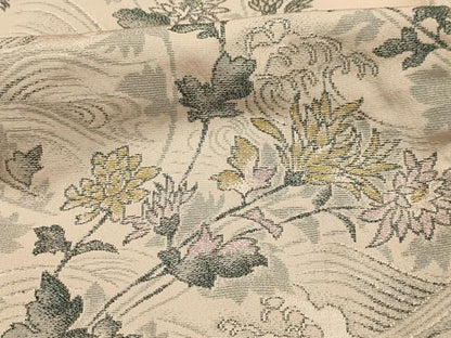 平和屋着物■上質な小紋　寿光織　流水草花文　金銀糸　正絹　逸品　AABI4228sx