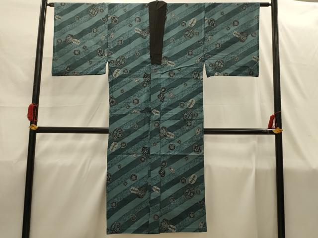 平和屋着物■男性　長襦袢　単衣　鍔　古銭　AABI4230sx