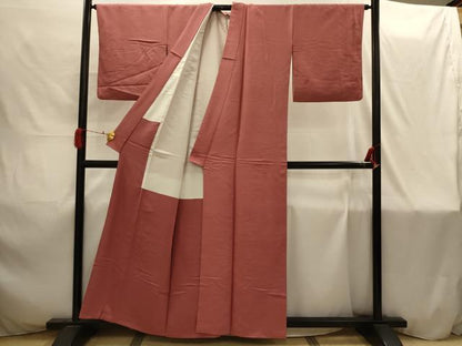 平和屋着物■上質な紬　色無地　真赭色　正絹　逸品　AABI4233sx