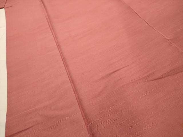 平和屋着物■上質な紬　色無地　真赭色　正絹　逸品　AABI4233sx