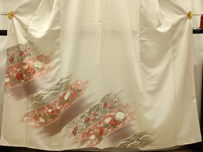 平和屋着物■訪問着　友禅　駒刺繍　松竹梅雪芝花文　暈し染め　金彩　正絹　逸品　AABI4234sx