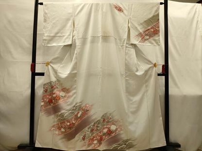 平和屋着物■訪問着　友禅　駒刺繍　松竹梅雪芝花文　暈し染め　金彩　正絹　逸品　AABI4234sx