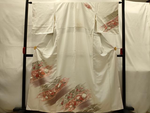 平和屋着物■訪問着　友禅　駒刺繍　松竹梅雪芝花文　暈し染め　金彩　正絹　逸品　AABI4234sx
