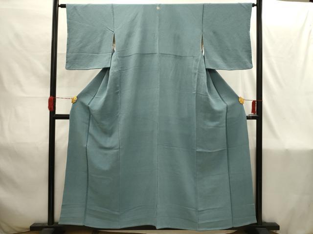 平和屋着物■上質な色無地　秘色色　鬼しぼ縮緬　正絹　逸品　AABI4235sx