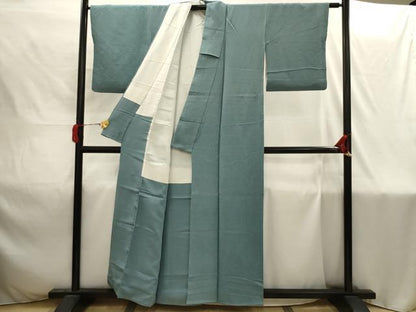 平和屋着物■上質な色無地　秘色色　鬼しぼ縮緬　正絹　逸品　AABI4235sx