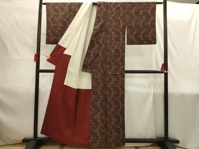 平和屋着物■上質な紬　琉球絣文様　正絹　逸品　AABI4236sx