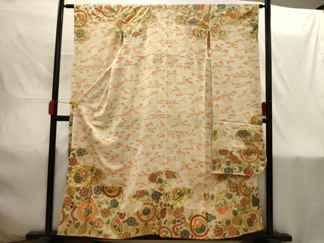 平和屋着物■豪華振袖　駒刺繍　流水花丸文　金彩　正絹　逸品　AABI4237sx