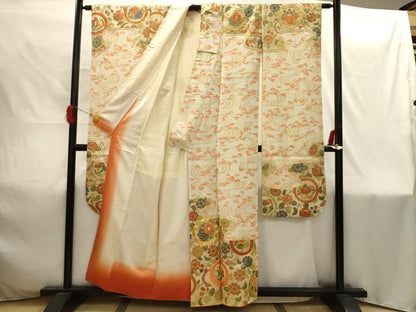 平和屋着物■豪華振袖　駒刺繍　流水花丸文　金彩　正絹　逸品　AABI4237sx