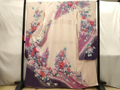 平和屋着物■豪華振袖　流水花文　暈し染め　正絹　逸品　AABI4238sx