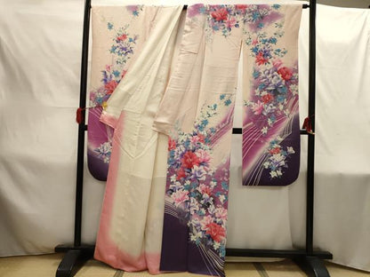 平和屋着物■豪華振袖　流水花文　暈し染め　正絹　逸品　AABI4238sx