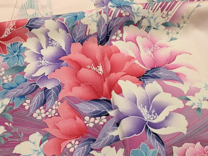 平和屋着物■豪華振袖　流水花文　暈し染め　正絹　逸品　AABI4238sx