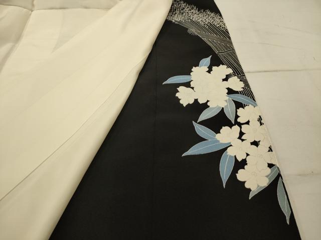 平和屋着物■豪華黒留袖　刺繍　花鳥文　金銀糸　正絹　逸品　AABI4243sx