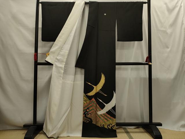 平和屋着物■豪華黒留袖　作家物　立波飛鶴文　金銀彩　正絹　逸品　AABI4244sx