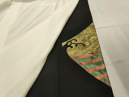 平和屋着物■豪華黒留袖　作家物　立波飛鶴文　金銀彩　正絹　逸品　AABI4244sx