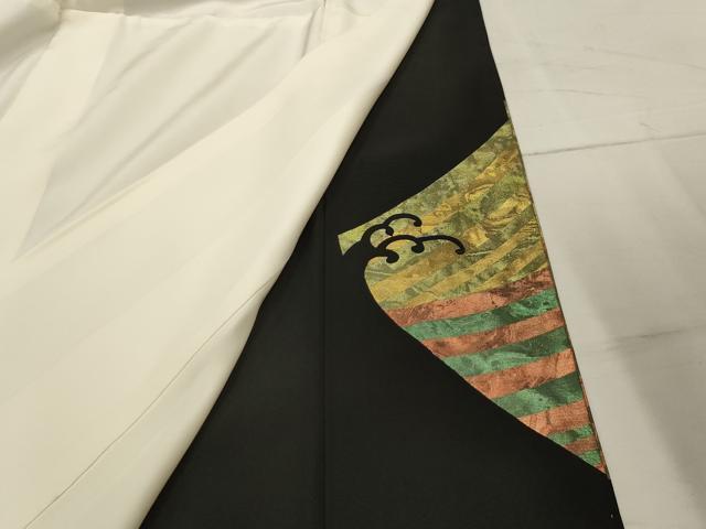 平和屋着物■豪華黒留袖　作家物　立波飛鶴文　金銀彩　正絹　逸品　AABI4244sx