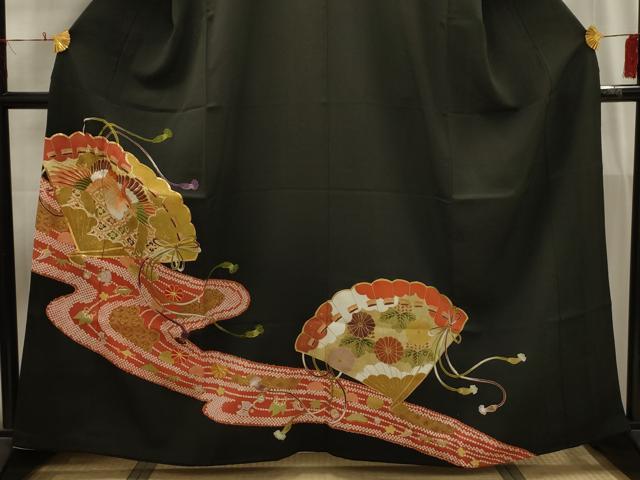 平和屋着物■豪華黒留袖　松竹梅檜扇花鳥宝尽くし　正絹　逸品　AABI4245sx